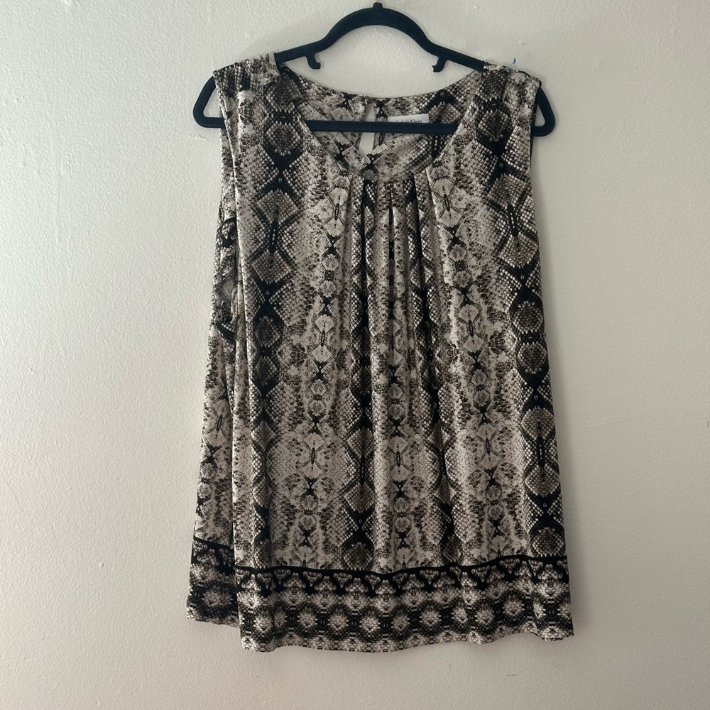 Calvin Klein Black and White Sleeveless Blouse